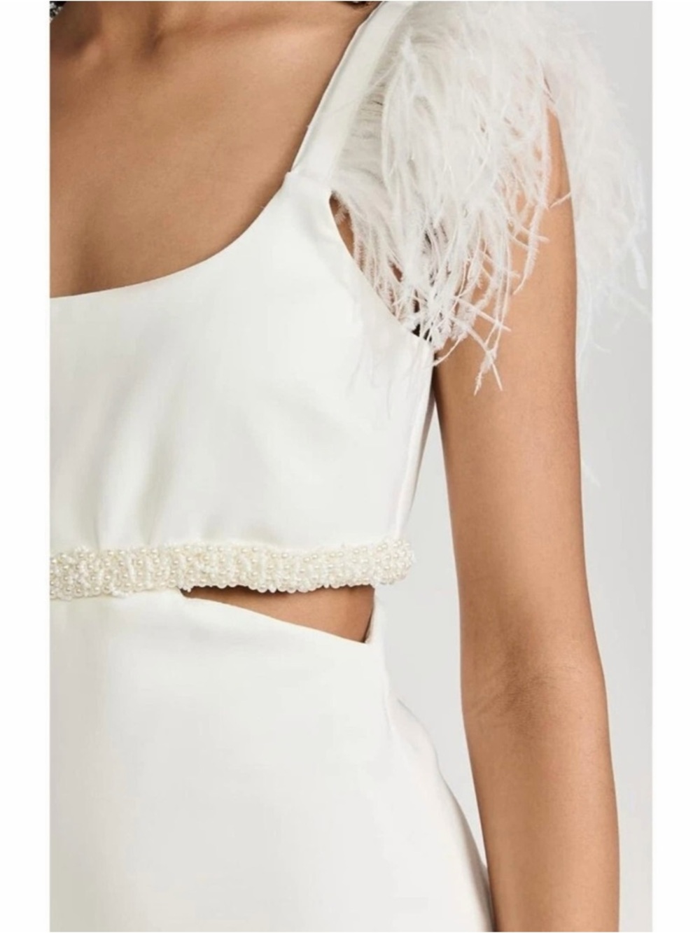 Likely Taliah Feather Pearl Beaded Cut Out Mini Dress - Picture 3 of 12